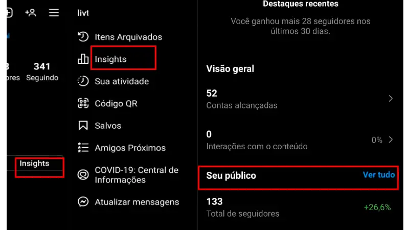 metricas redes sociais Onde encontrar a ferramenta Insights no Instagram