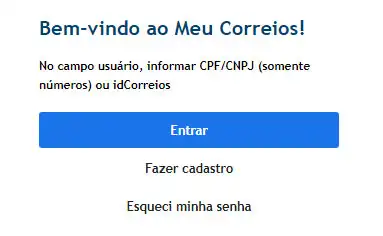 Meu Correios captura do site do meu Correios