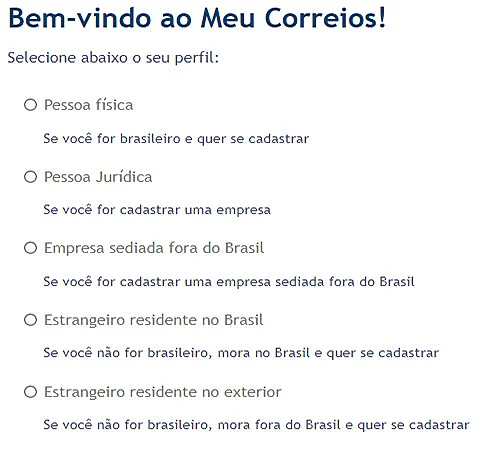 captura do site do meu Correios