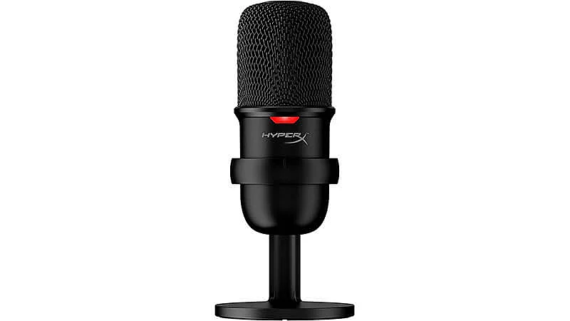 imagem que mostra um microfone de mesa HyperX SoloCast na cor preta