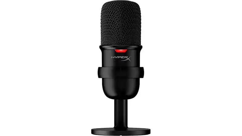 imagem que mostra um microfone de mesa HyperX SoloCast na cor preta