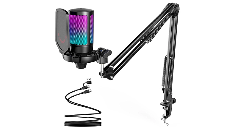 imagem de um microfone Podcast 300U na cor preta