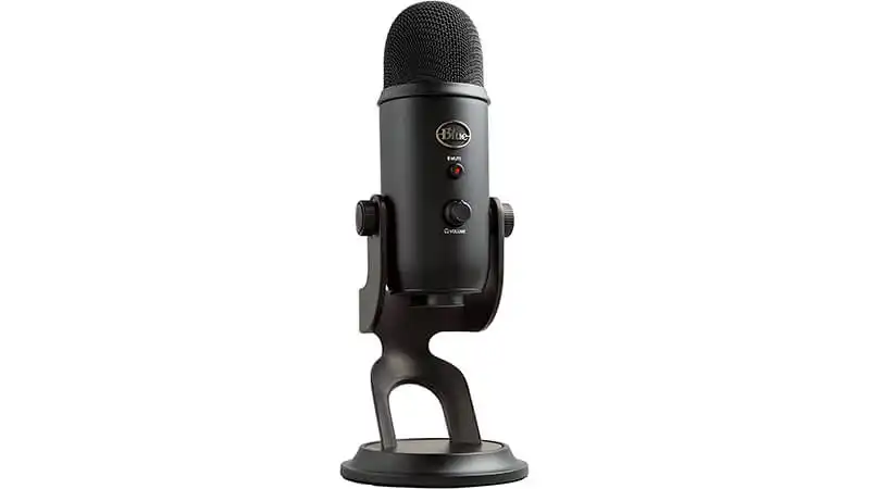 imagem de um microfone para PC Blue Yeti USB na cor preta