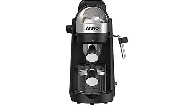 foto de uma cafeteira Espresso Arno Mini na cor preta com detalhes em inox