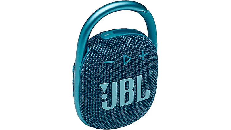 imagem de um mini speaker JBL Clip 4 na cor azul