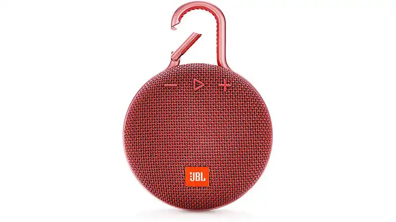 imagem de um mini speaker JBL Clip 3 na cor vermelha