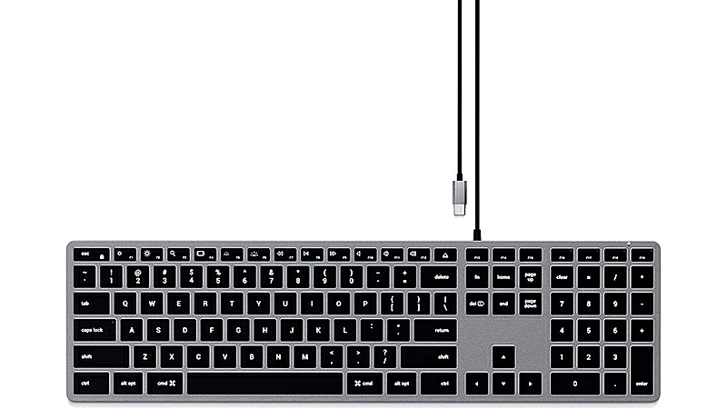 imagem de um mini teclado Satechi Slim X2 na cor prateada com teclas pretas