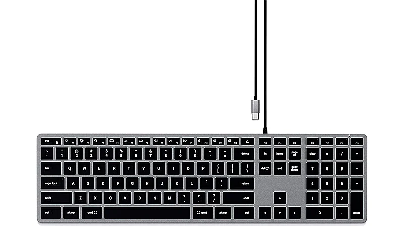 imagem de um mini teclado Satechi Slim X2 na cor prateada com teclas pretas