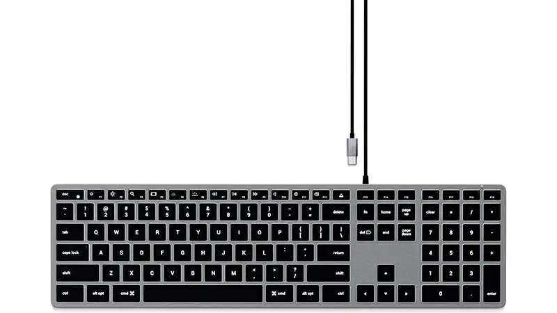 imagem de um mini teclado Satechi Slim X2 na cor prateada com teclas pretas