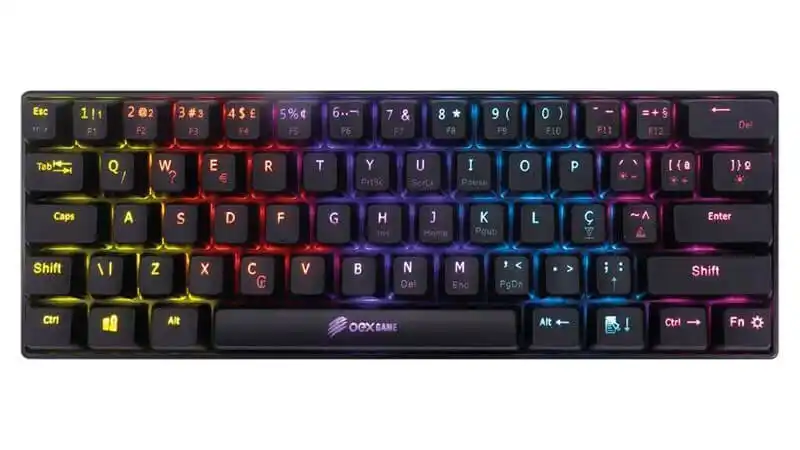 Mini Teclado Ziggy TC607 imagem de um mini teclado mecânico Ziggy TC607 com iluminação em LED colorido