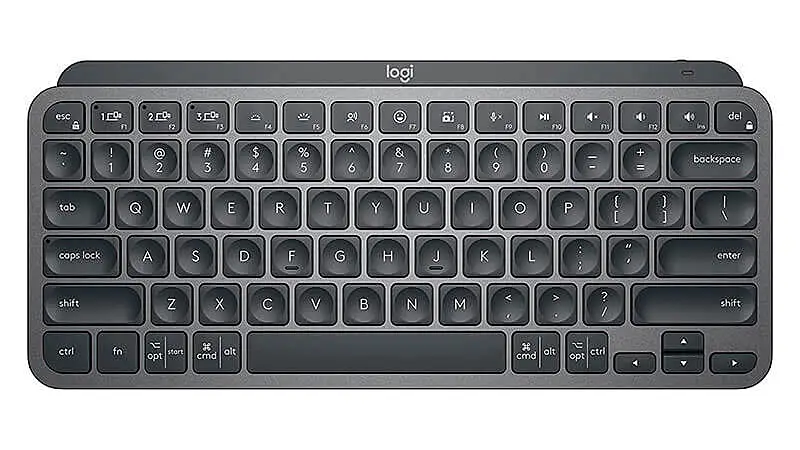 imagem de um mini teclado Logitech MX na cor cinza