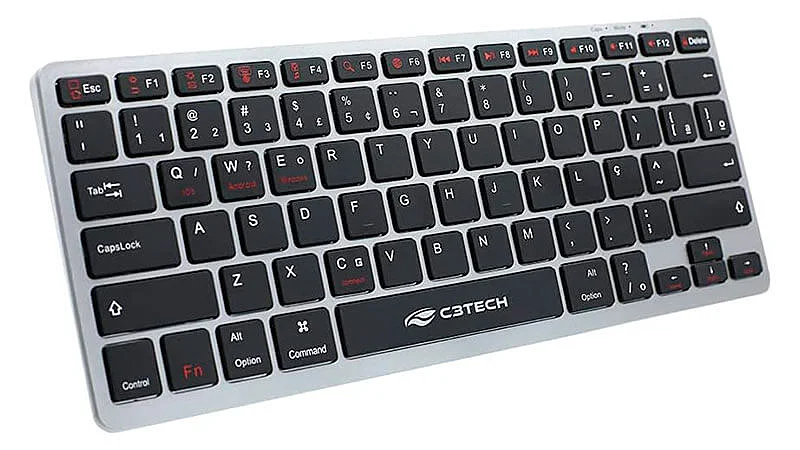 imagem de um mini teclado C3Tech na cor prateada com teclas pretas