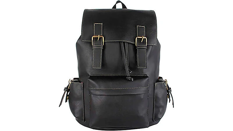 imagem de uma mochila de couro Lenna's Vintage na cor preta