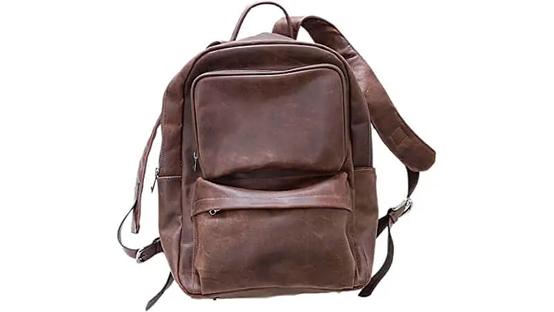 imagem de uma mochila de couro Uomo Vitali na cor marrom