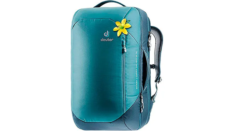 imagem de uma mochila de viagem de 36 litros da Deuter na cor azul