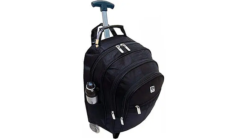 imagem de uma mochila de viagem da Bezzter com rodinhas e na cor preta