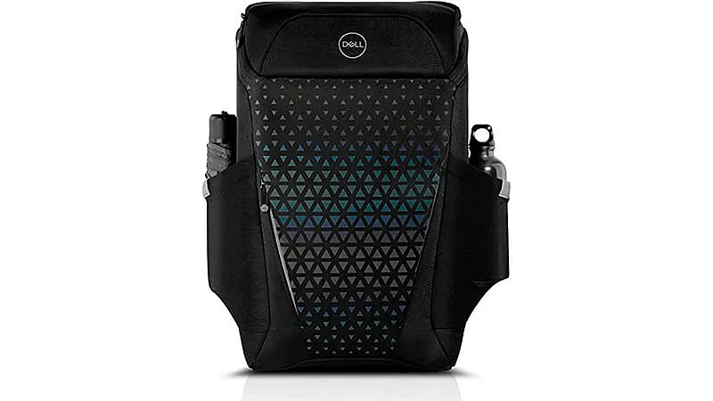 imagem de uma mochila para Notebook Dell Pro Gaming na cor preta e acabamento colorido na parte frontal