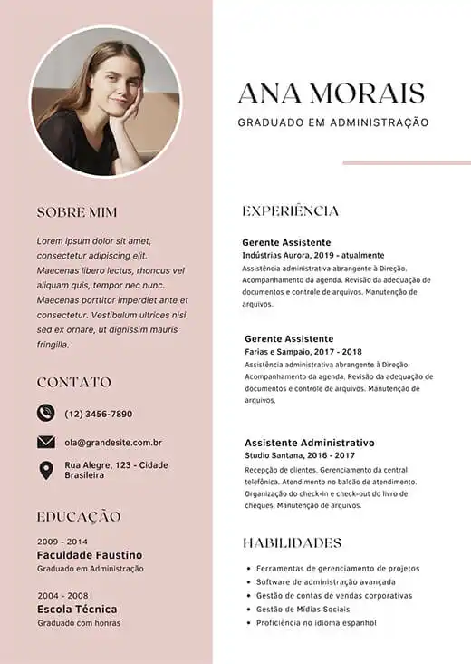 imagem de modelo de currículo do Canva