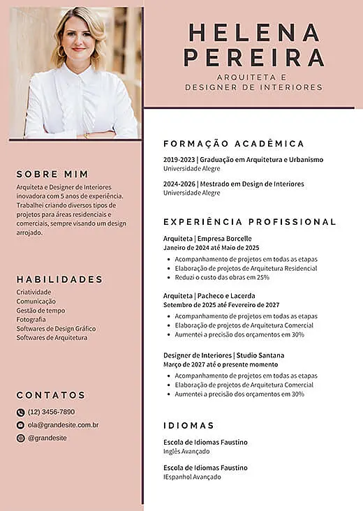 imagem de modelo de currículo do Canva