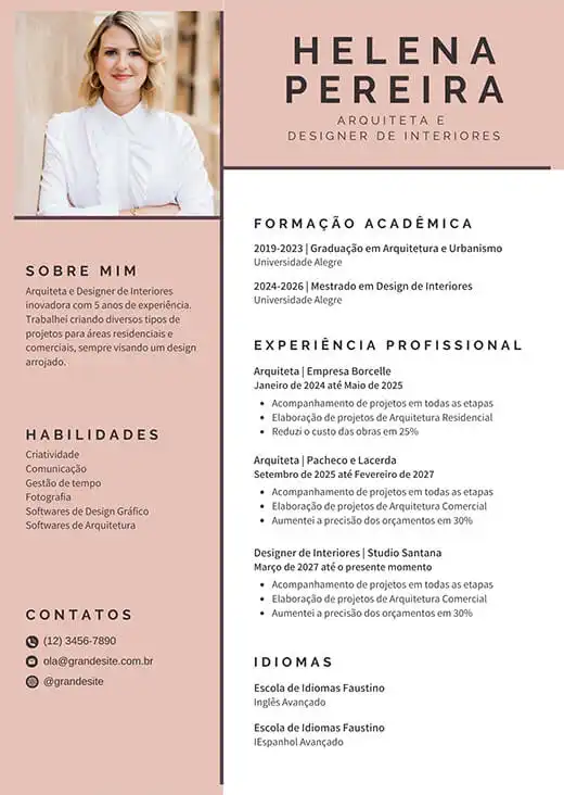 imagem de modelo de currículo do Canva