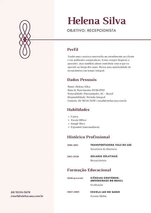 imagem de modelo de currículo do Canva