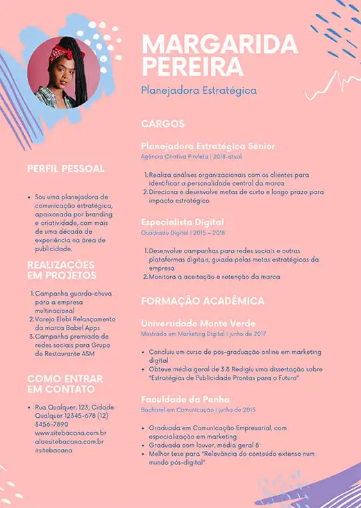 imagem de modelo de currículo do Canva