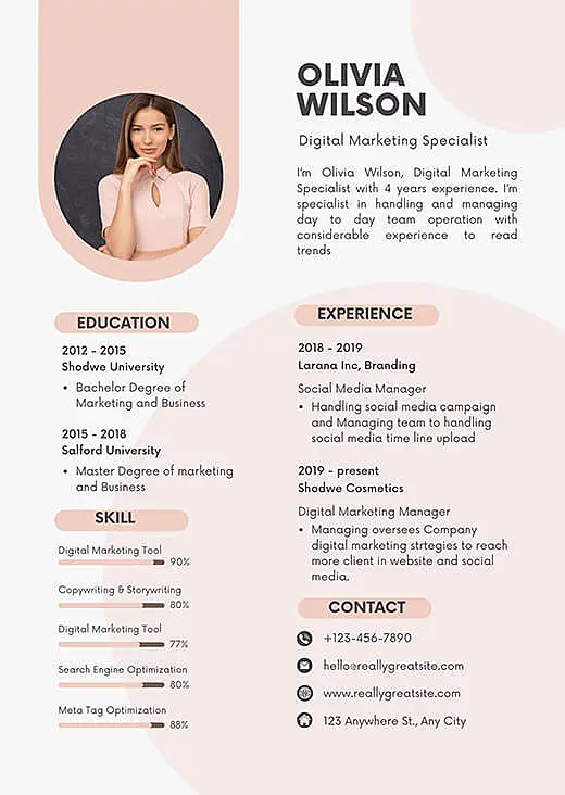 imagem de modelo de currículo do Canva