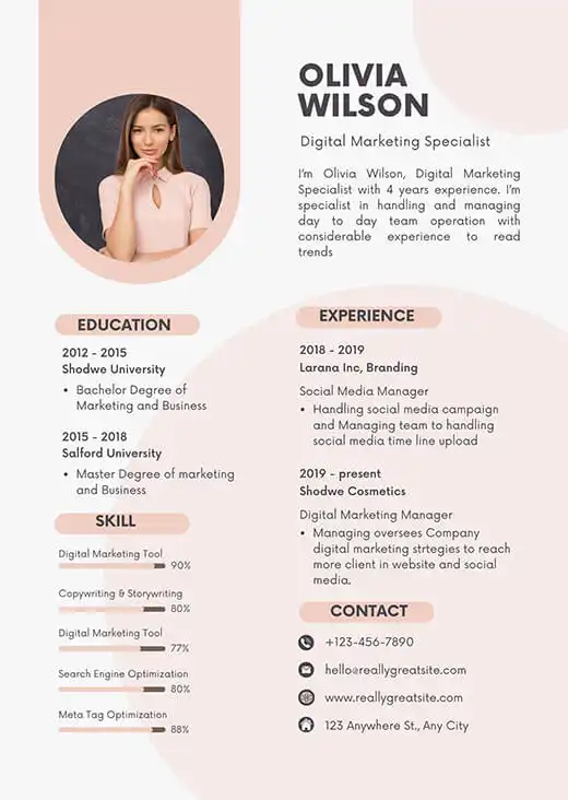 imagem de modelo de currículo do Canva