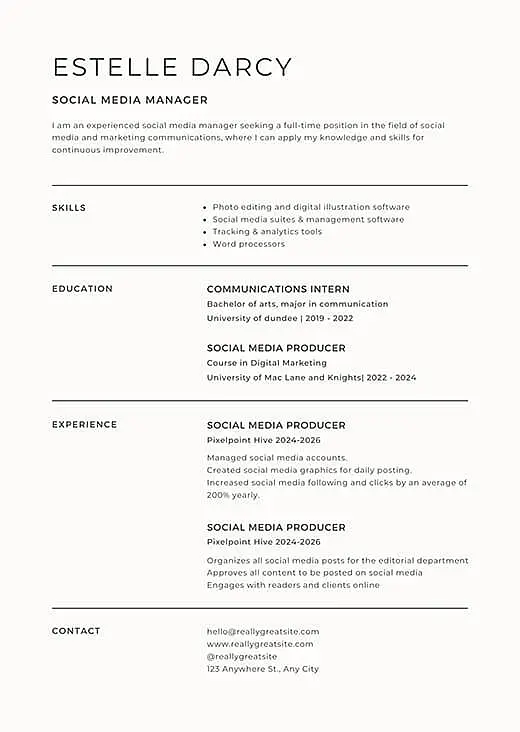 imagem de modelo de currículo do Canva