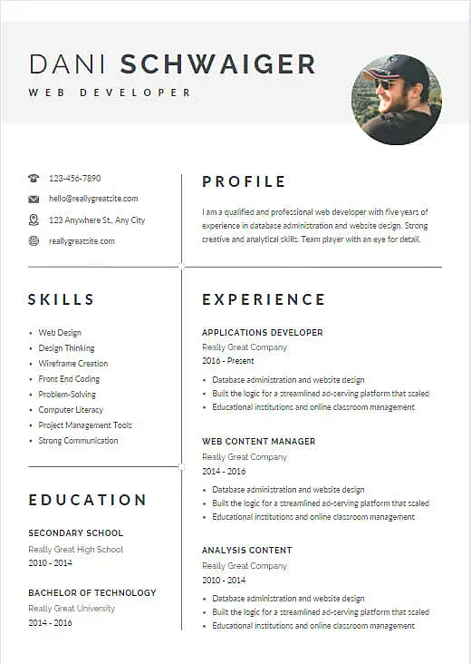 imagem de modelo de currículo do Canva