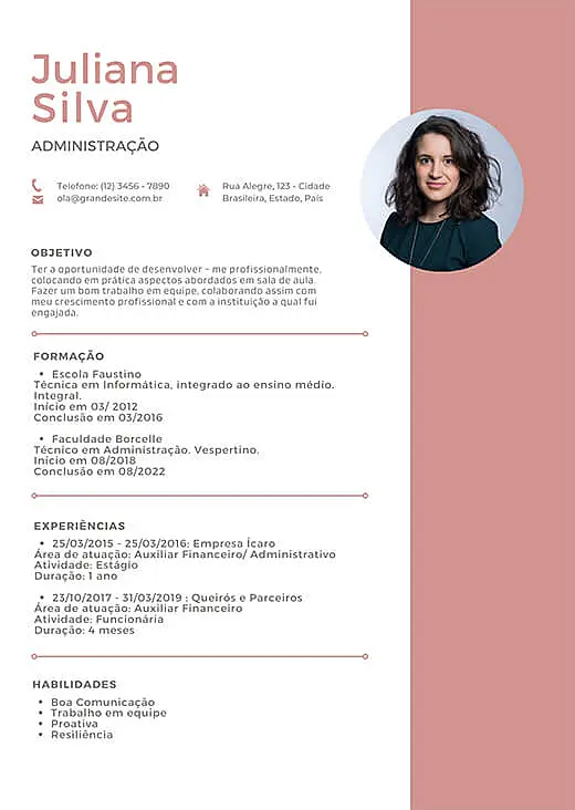 imagem de modelo de currículo do Canva