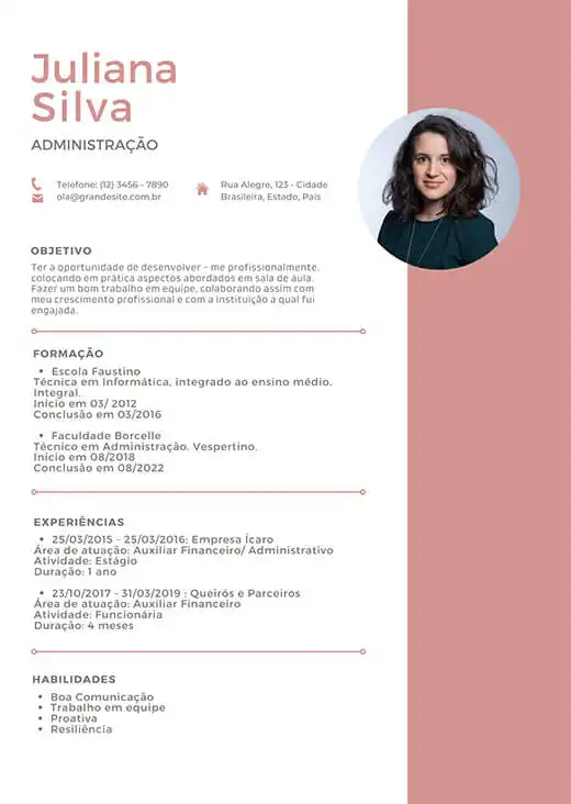 imagem de modelo de currículo do Canva