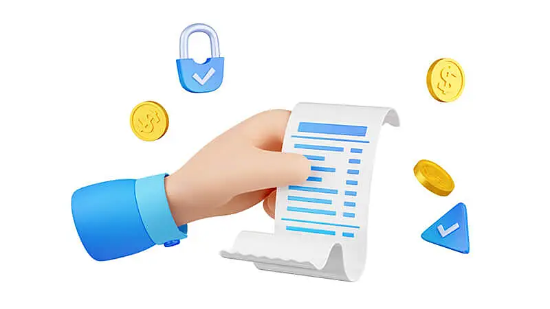 Nota fiscal emitida em um notebook