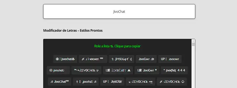 Captura de tela modificador de letras Mobileverso