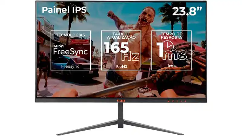 imagem de um monitor 165hz Pichau Centauri de 24 polegadas com algumas informações na tela