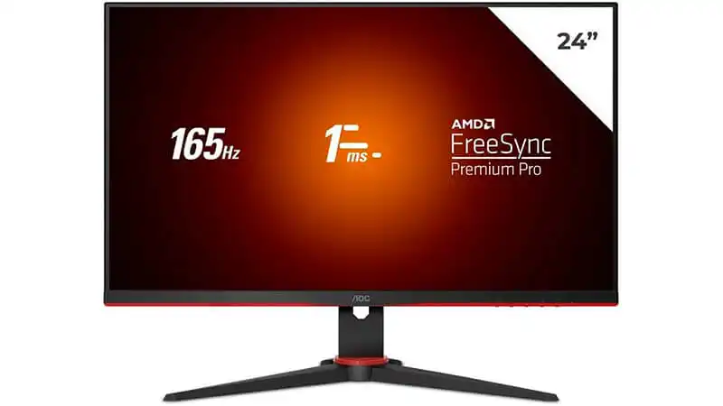 imagem de um monitor 165hz AOC Viper de 24 polegadas com algumas informações na tela