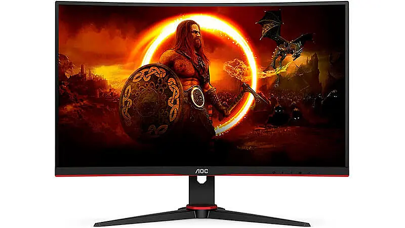 imagem de um monitor 240hz AOC Legend de 27 polegadas na cor preta e vermelha