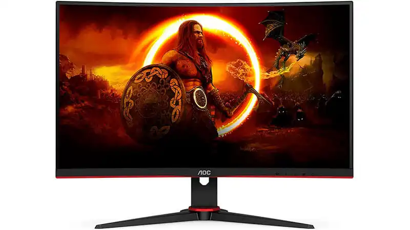 imagem de um monitor 240hz AOC Legend de 27 polegadas na cor preta e vermelha