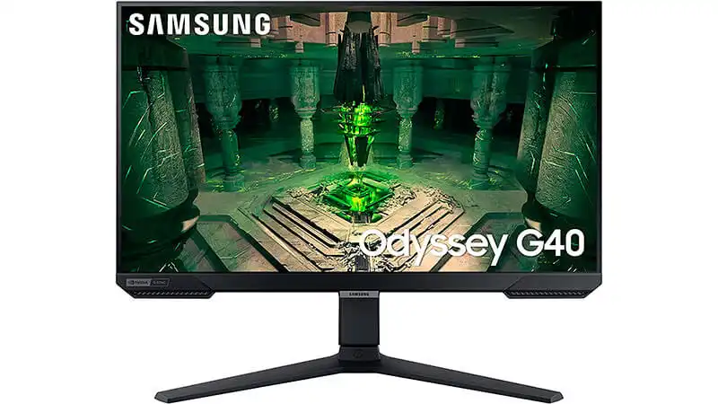 imagem de um monitor 240hz Samsung Odyssey G40 de 25 polegadas na cor preta
