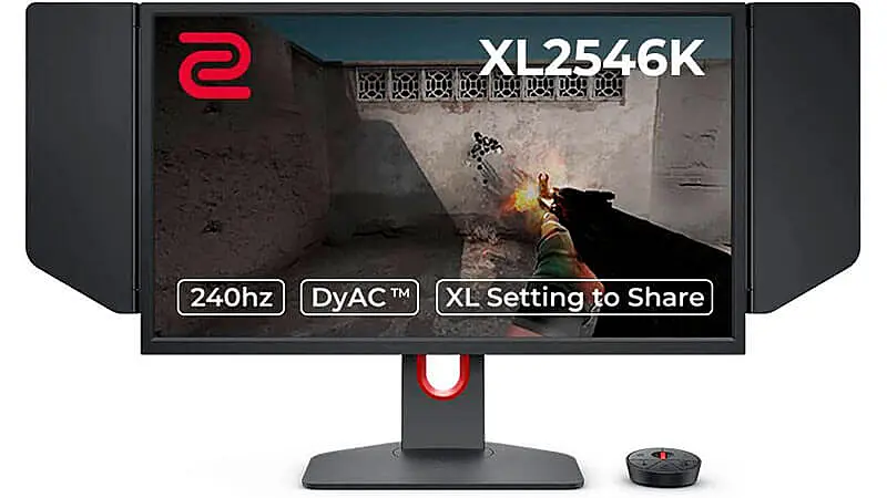 imagem de um monitor 240hz BenQ Zowie de 24.5 polegadas na cor preta com abas laterais
