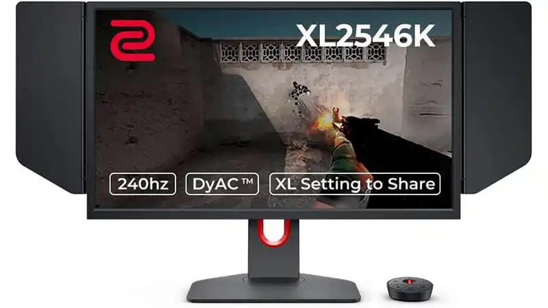 imagem de um monitor 240hz BenQ Zowie de 24.5 polegadas na cor preta com abas laterais