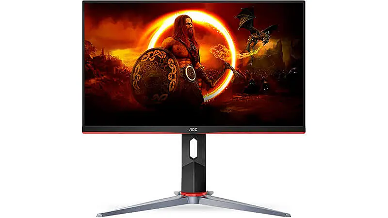 imagem de um monitor 240hz AOC Hero Z de 24 polegadas na cor preta e vermelha