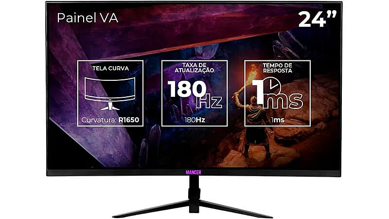 imagem de um monitor curvo de 23.6 polegadas da Mancer