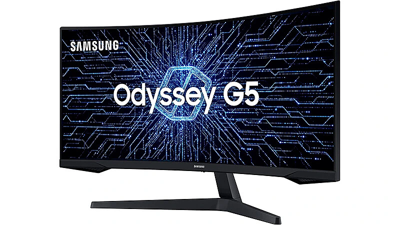 foto de um monitor para pc da Samsung de 34 polegadas com design curvo