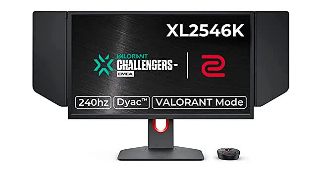 foto de um monitor gamer BenQ ZOWIE de 24.5 polegadas com abas laterais