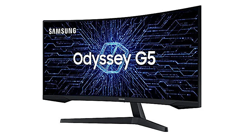 imagem de um monitor ultra wide curvo Samsung Odyssey G5 de 34 polegadas