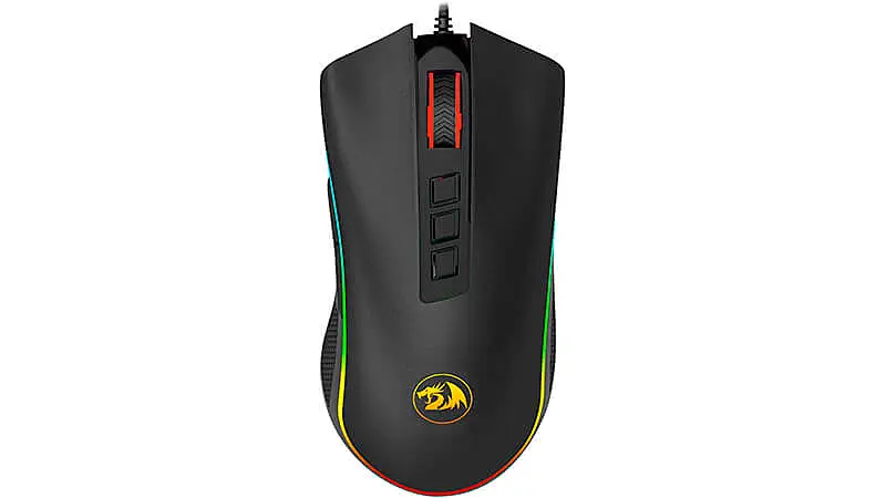imagem de um mouse com botão lateral da Redragon na cor preta