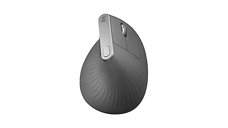 imagem de um mouse Logitech MX na cor cinza com design na vertical