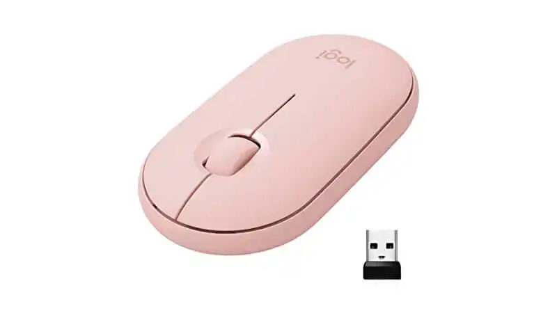 Mouse Sem Fio Rosa Logitech Pebble imagem de um mouse sem fio Logitech Pebble na cor rosa