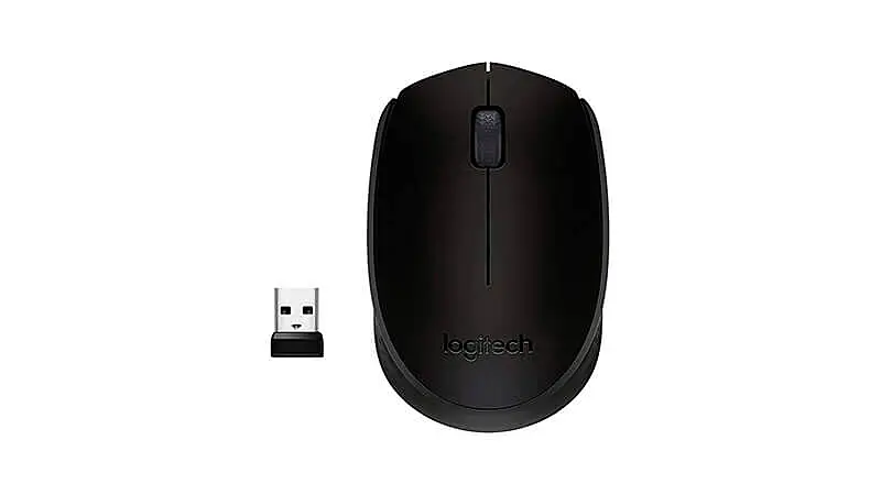 imagem de um mouse sem fio Logitech M170 na cor preta